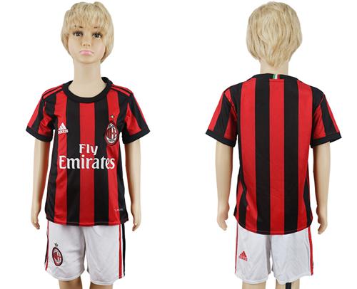 AC Milan Blank Home Kid Soccer Club Jersey